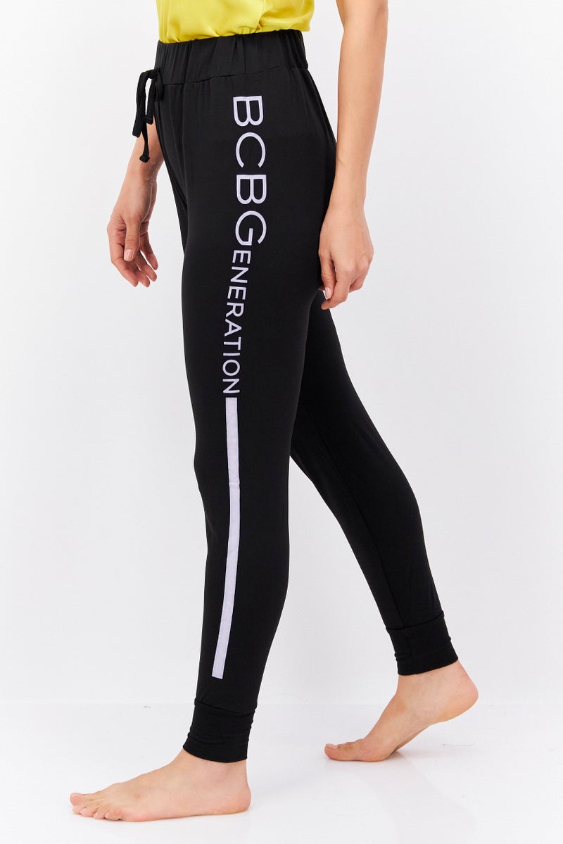 BCBGeneration Women Printed Drawstring Pajama, Black - Image 2